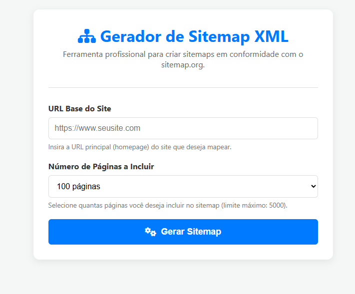 Gerador de Sitemap XML