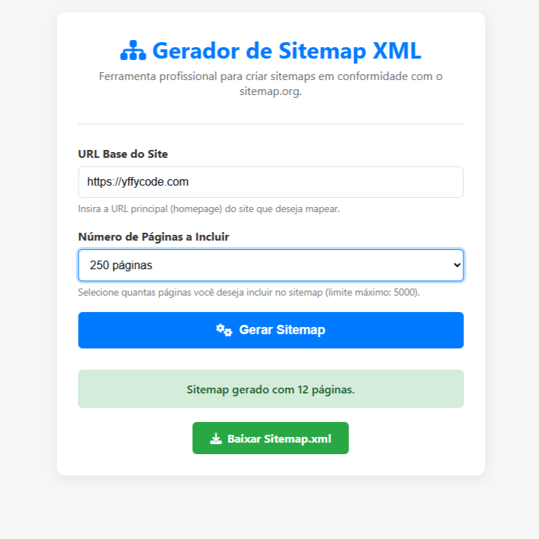 Gerador de Sitemap XML