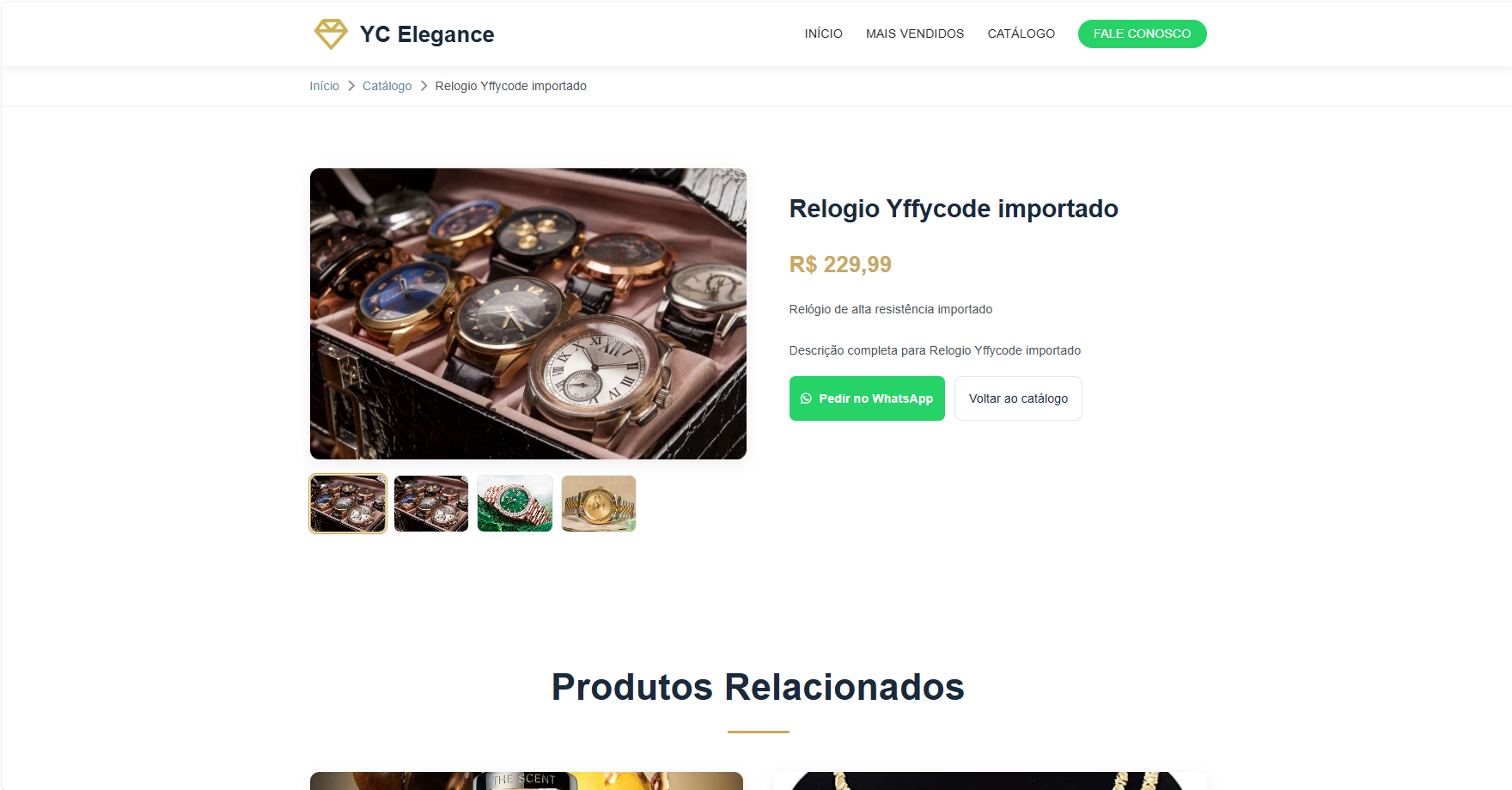 YC Elegance Sistema de Catálogo Online