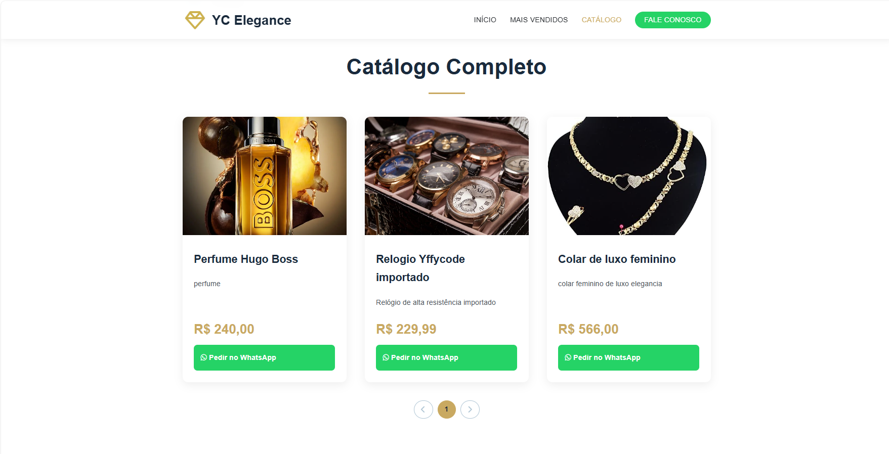 YC Elegance Sistema de Catálogo Online